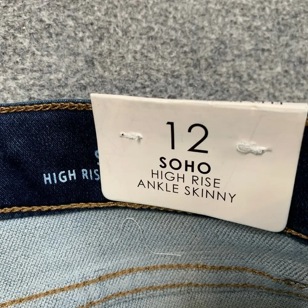 Nicole Miller Jeans Women 12 Blue Flex Denim Soho High Rise Ankle Skinny Stretch